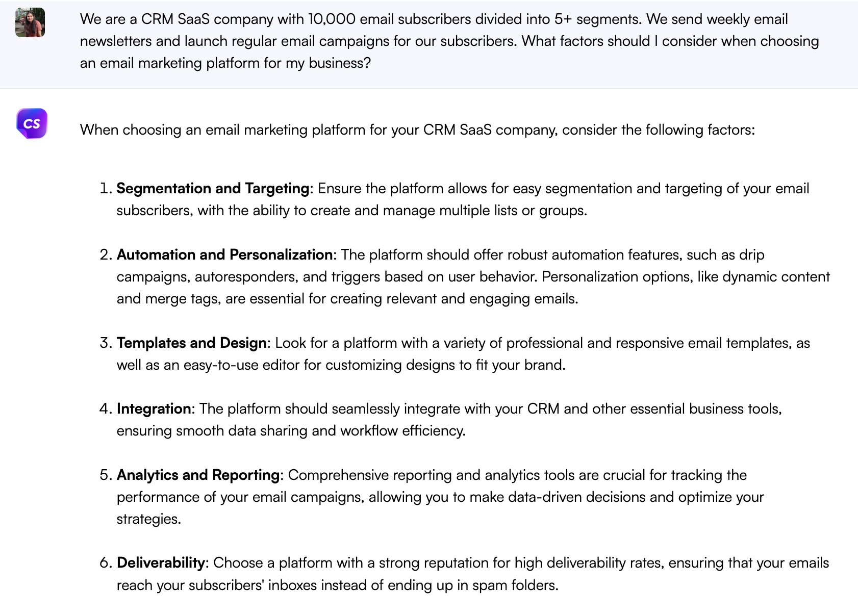 Chatsonic for finding ideal email marketing platform - ChatGPT for email marketing
