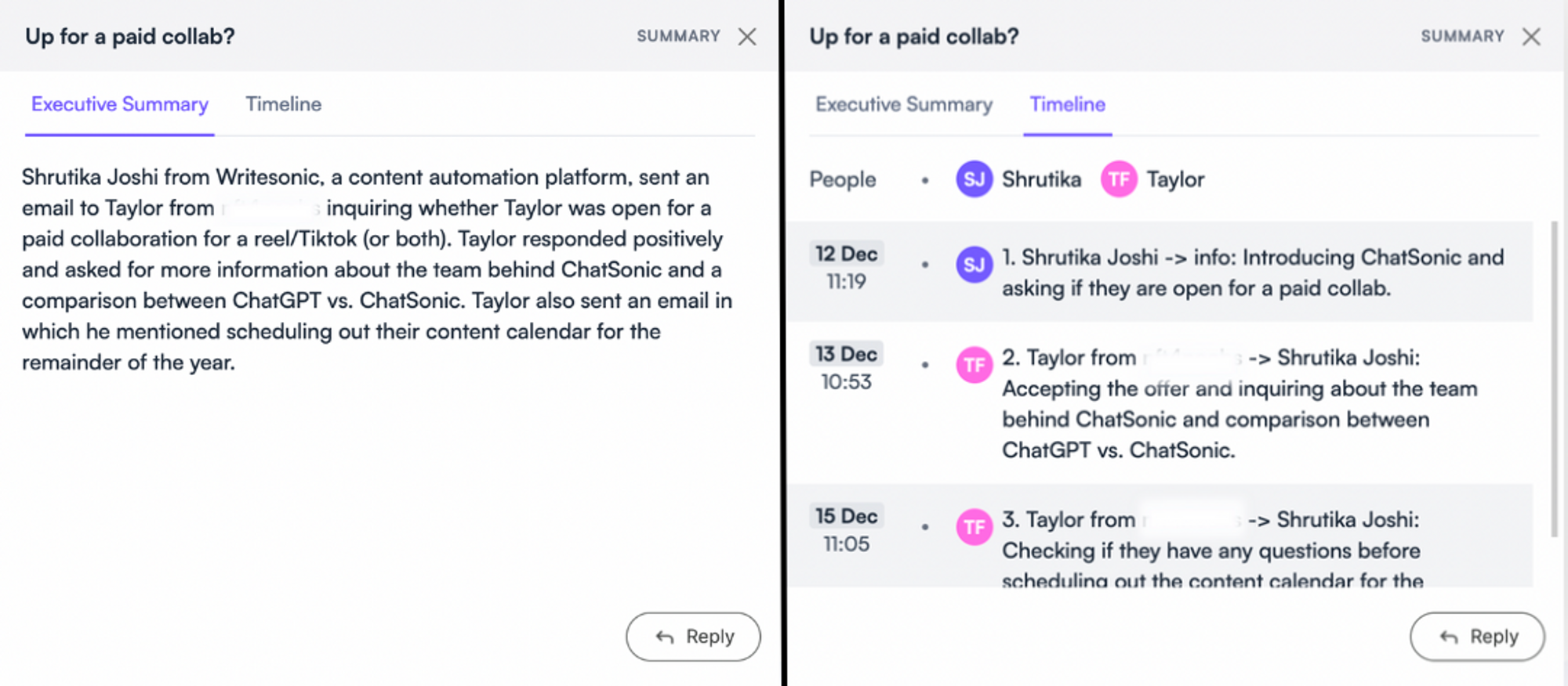 Chatsonic for summarizing emails - ChatGPT for email marketing