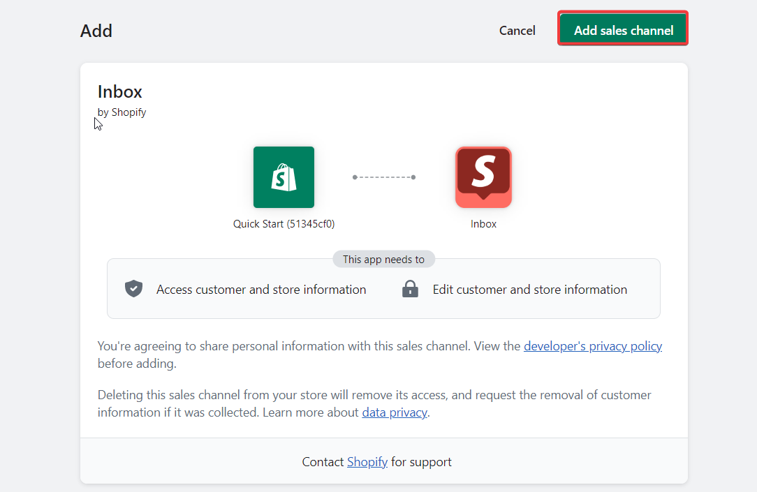 Add Shopify Inbox to sales channel - How to add live chat to Shopify stores?