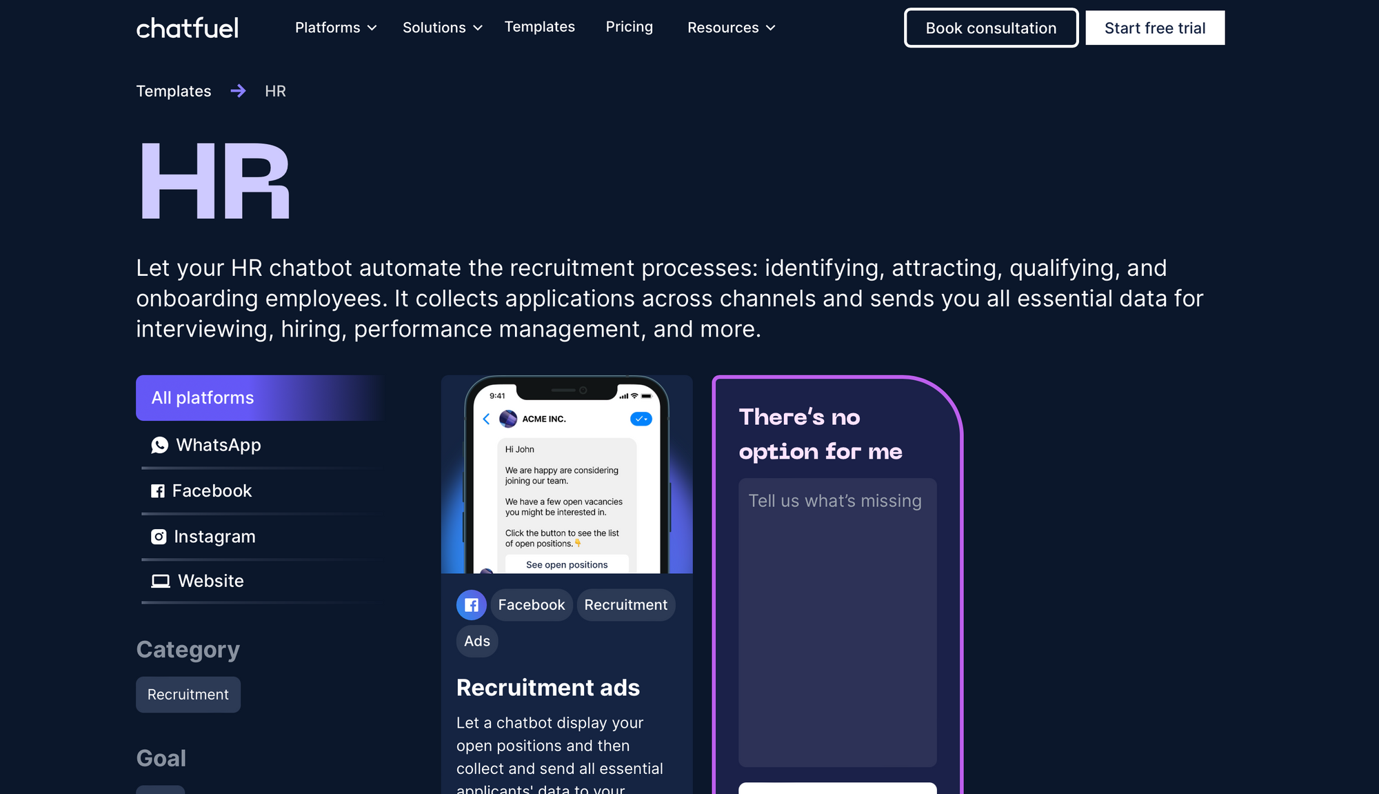 Chatfuel - HR chatbots