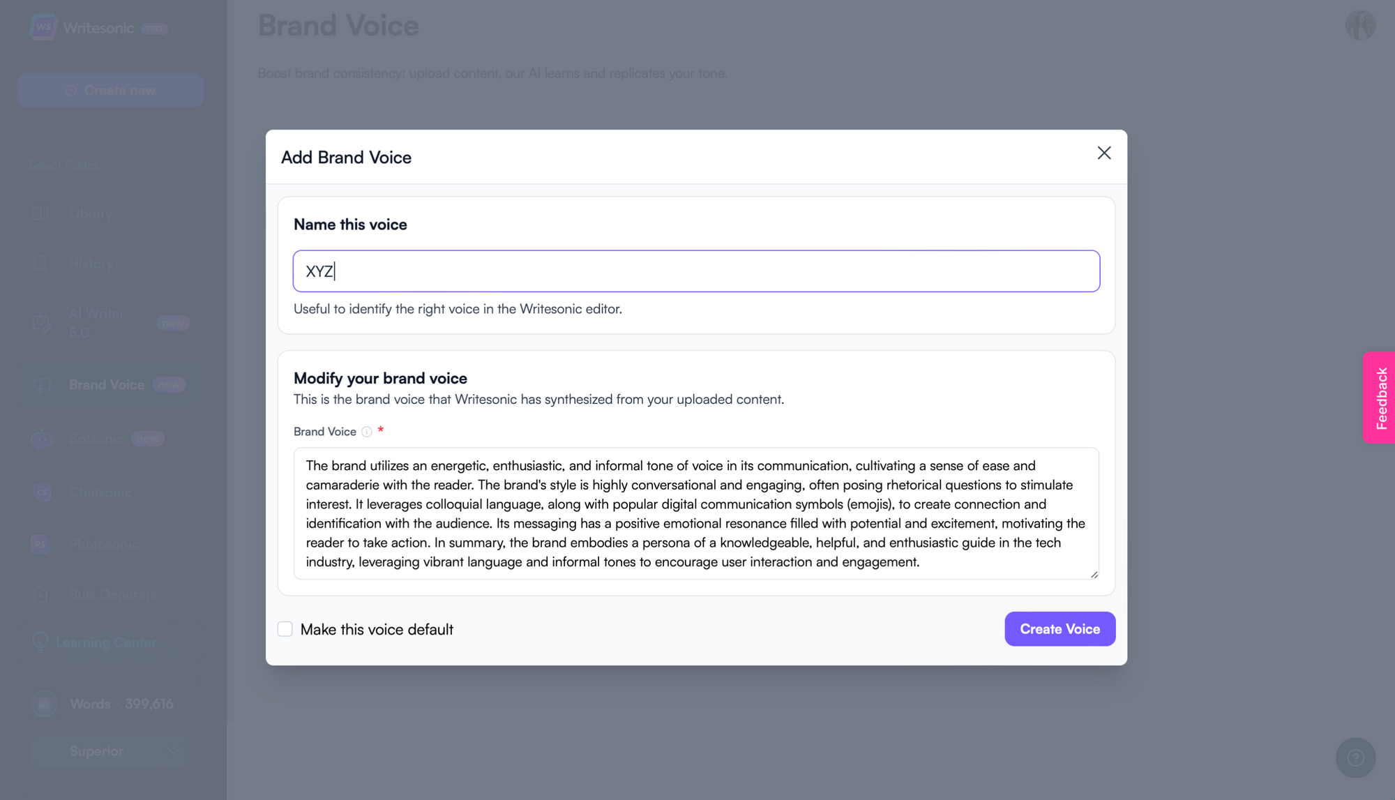 Build your brand voice with Ewritesonic - brand identity