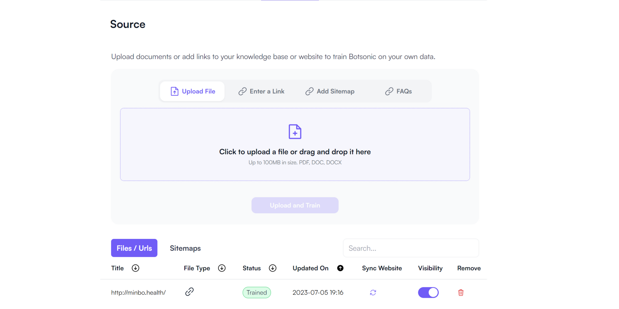 Training Botsonic with your data