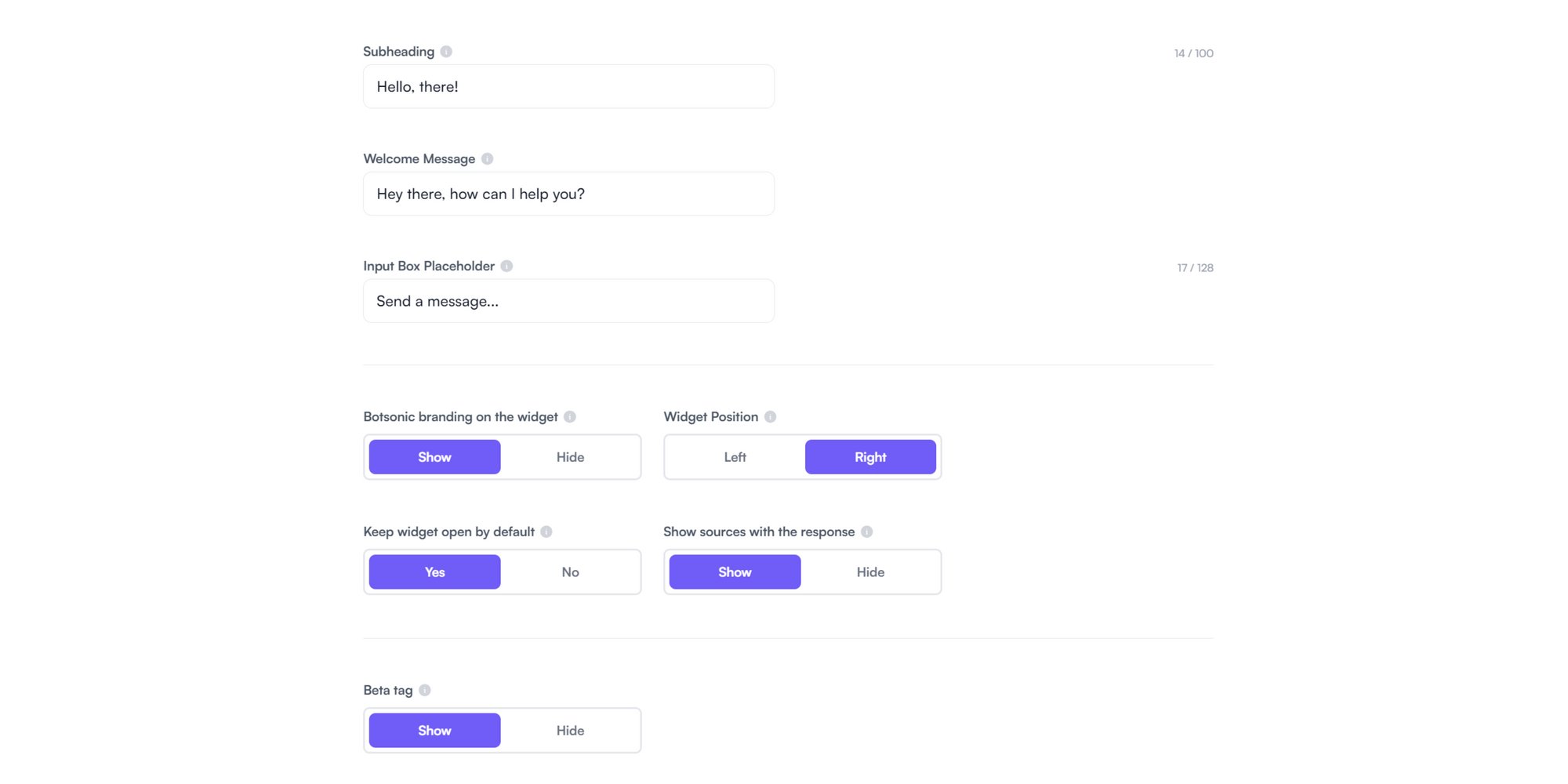 Adding starter questions to Botsonic