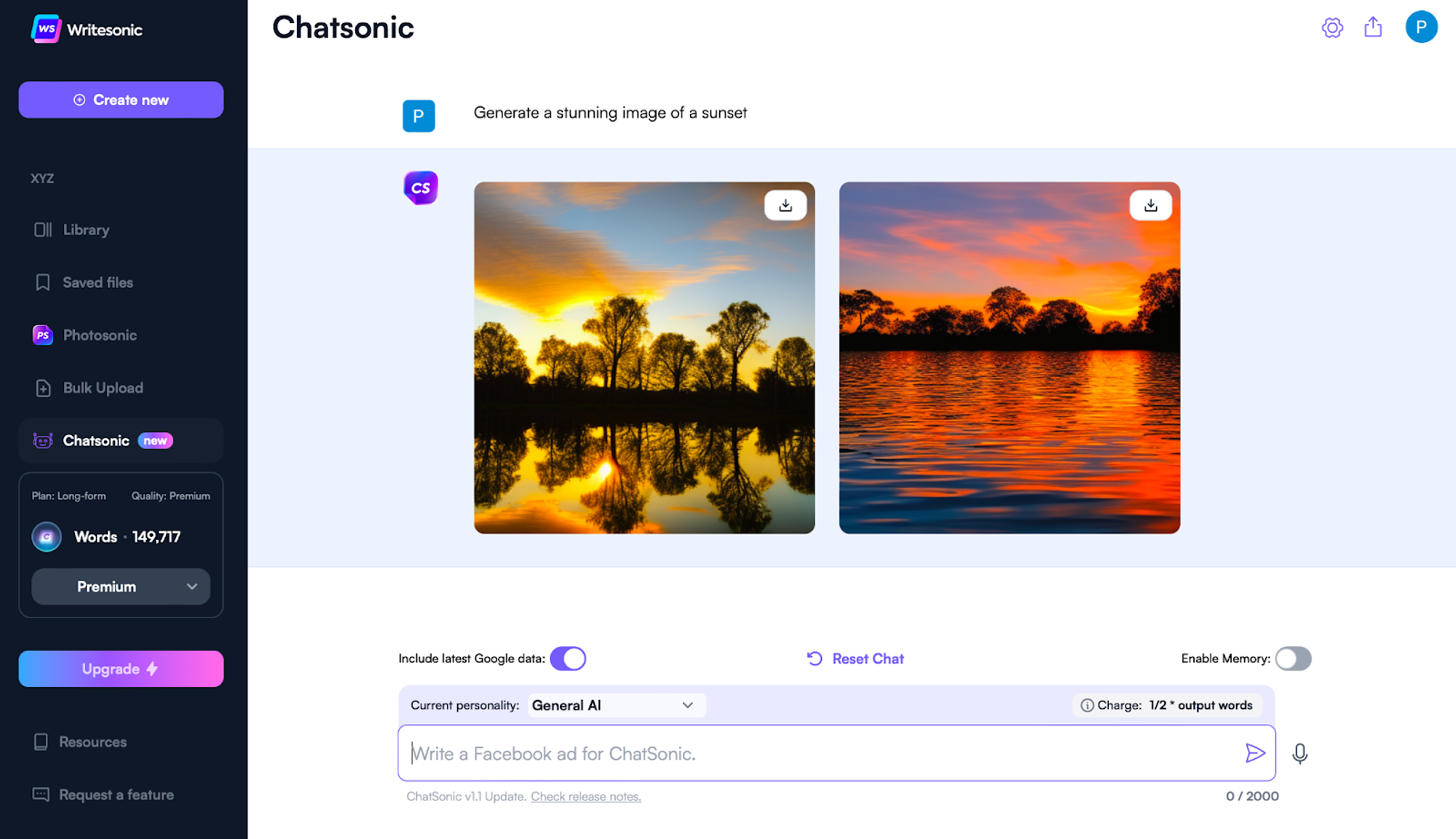 AI images on chatsonic - cornerstone content