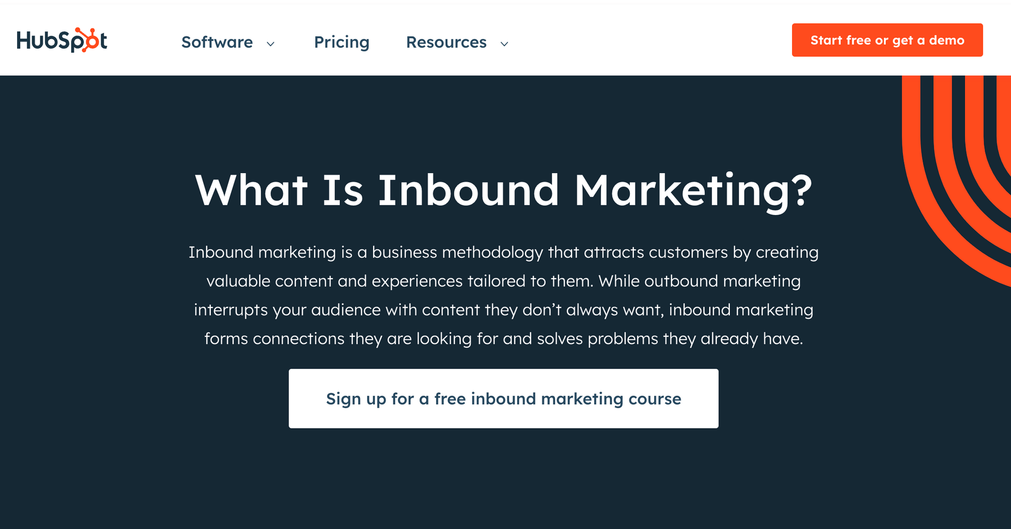Hubspot inbound marketing example - cornerstone content