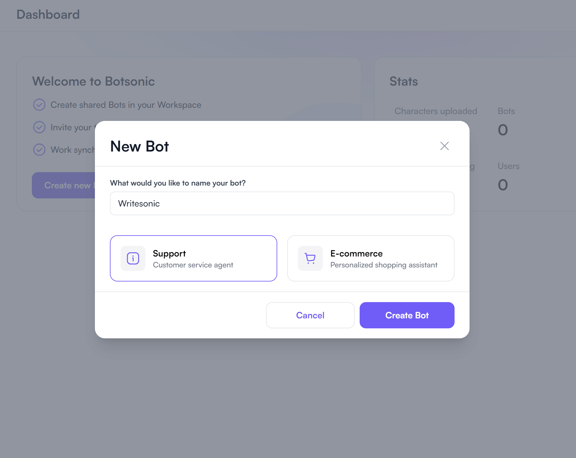 Train your chatbot with Botsonic