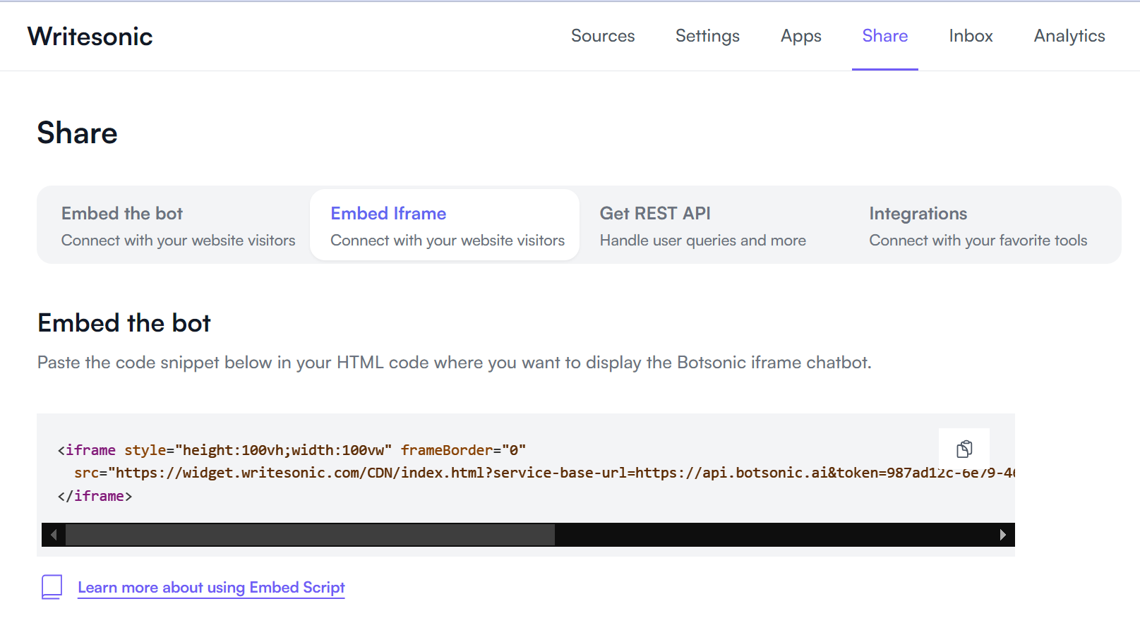 Train your chatbot with Botsonic