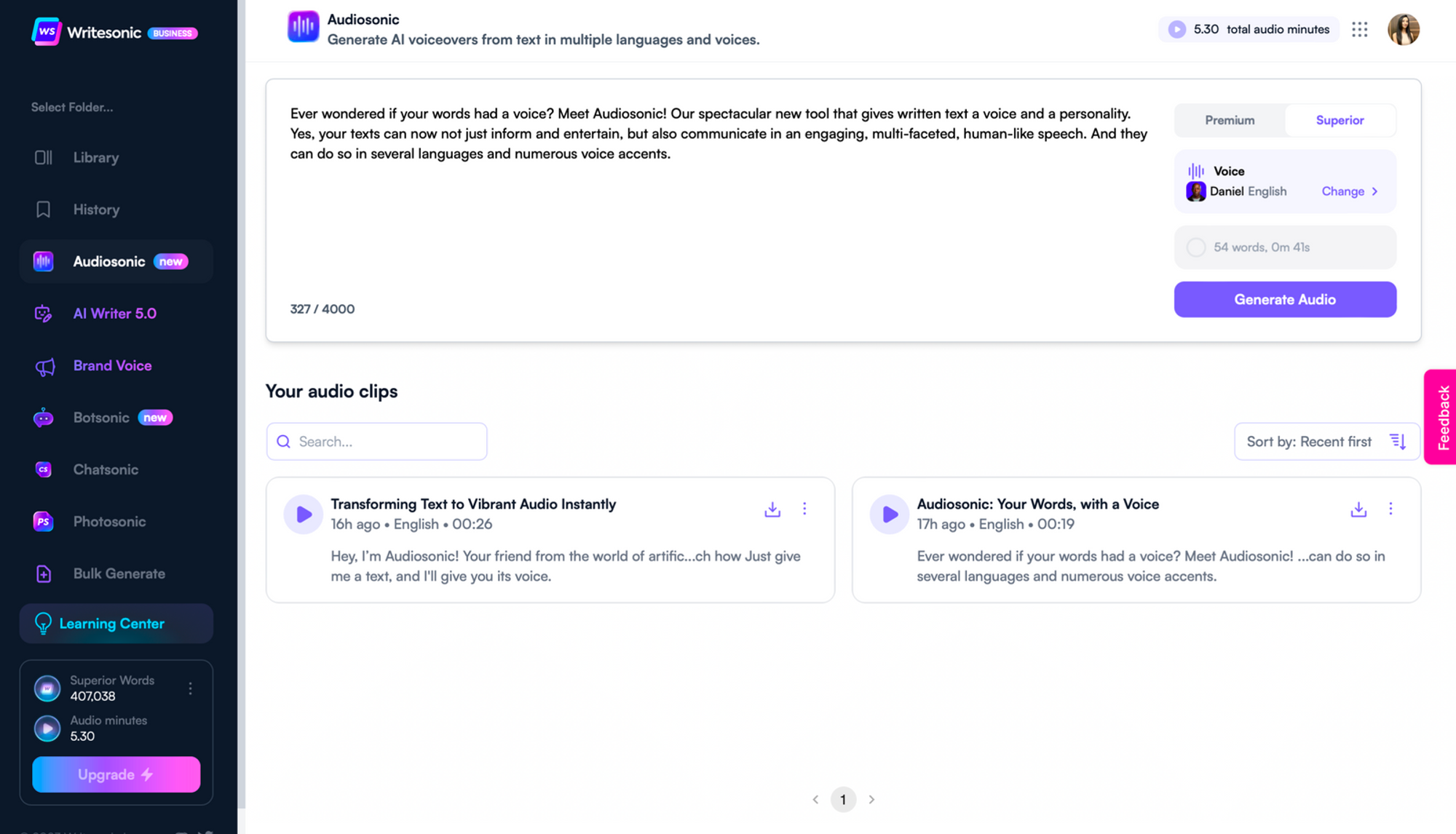 Audiosonic setup - how to start a podcast
