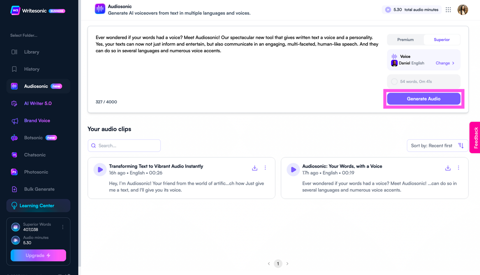 Audiosonic setup - how to start a podcast