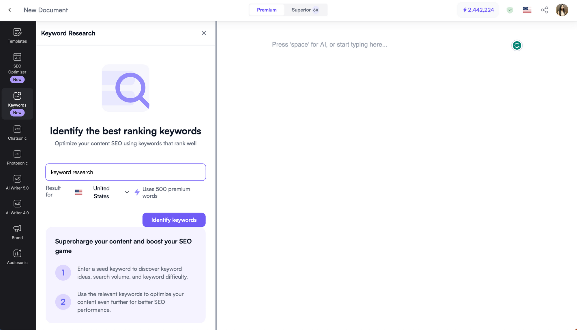 Ewritesonic Keyword Research Tool - Keyword Research