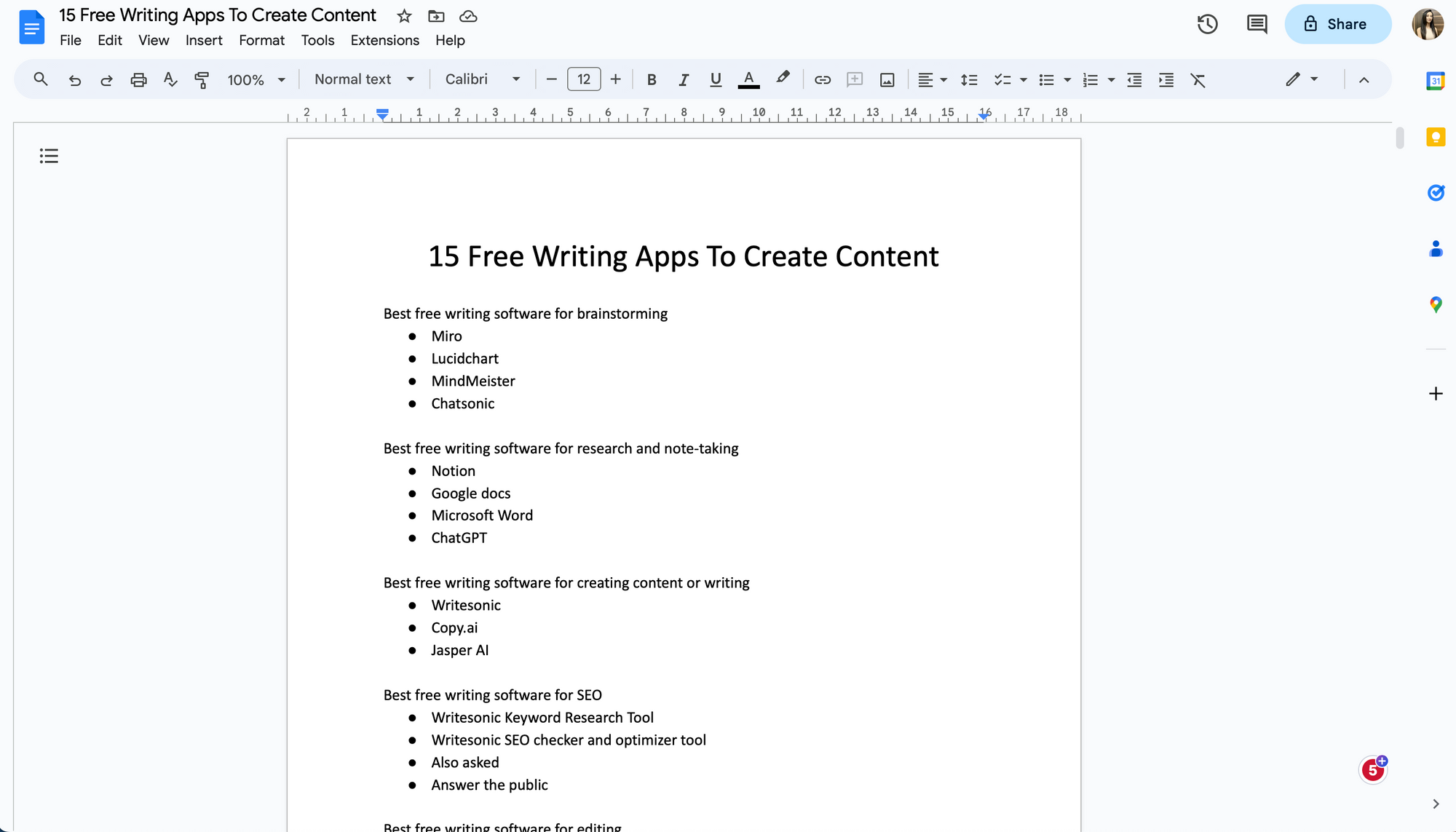 Google Docs - Free writing apps