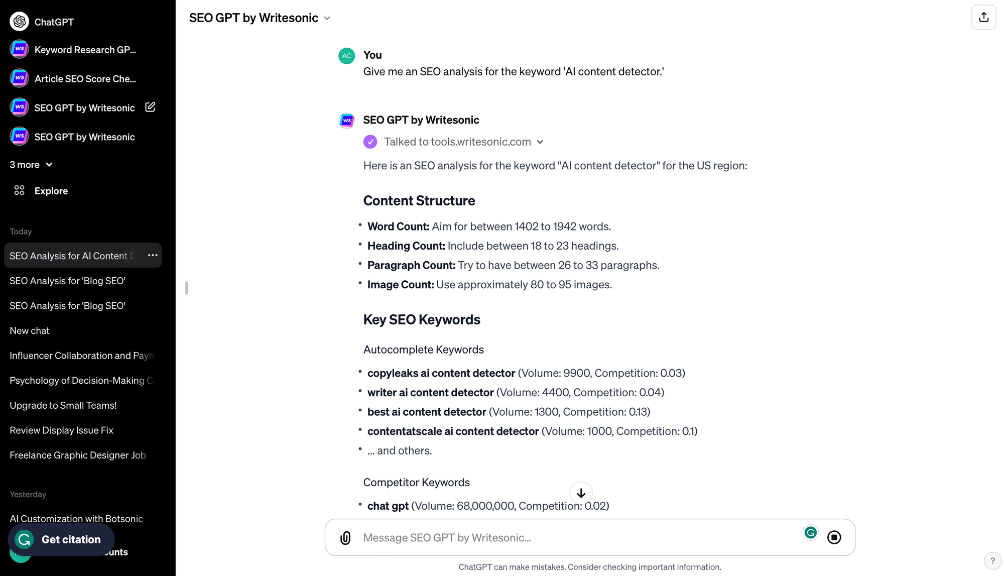SEO GPT by Ewritesonic - Best custom GPTs
