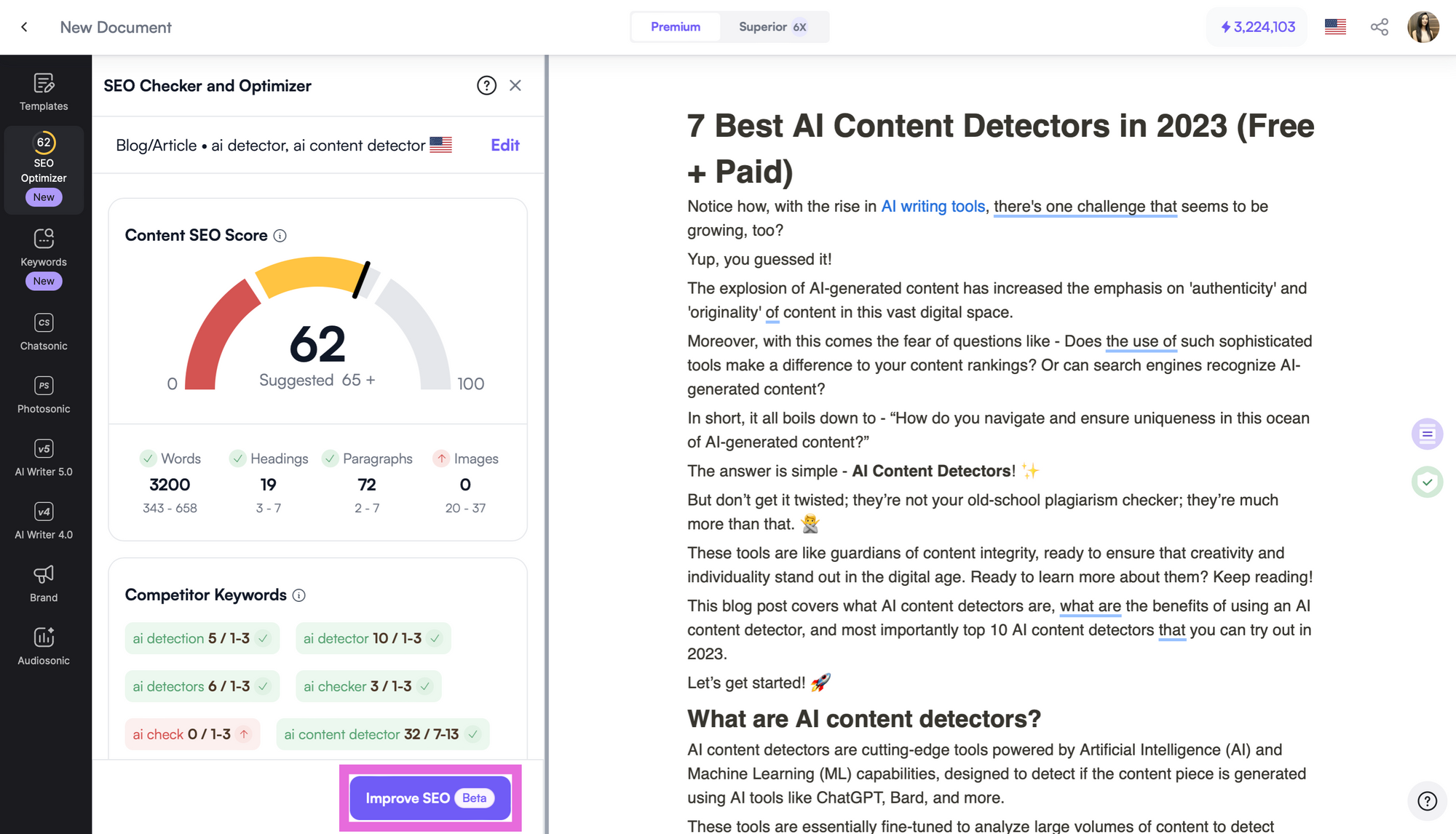 Automate keyword optimization with Ewritesonic SEO Optimizer - SEO Checker and Optimizer