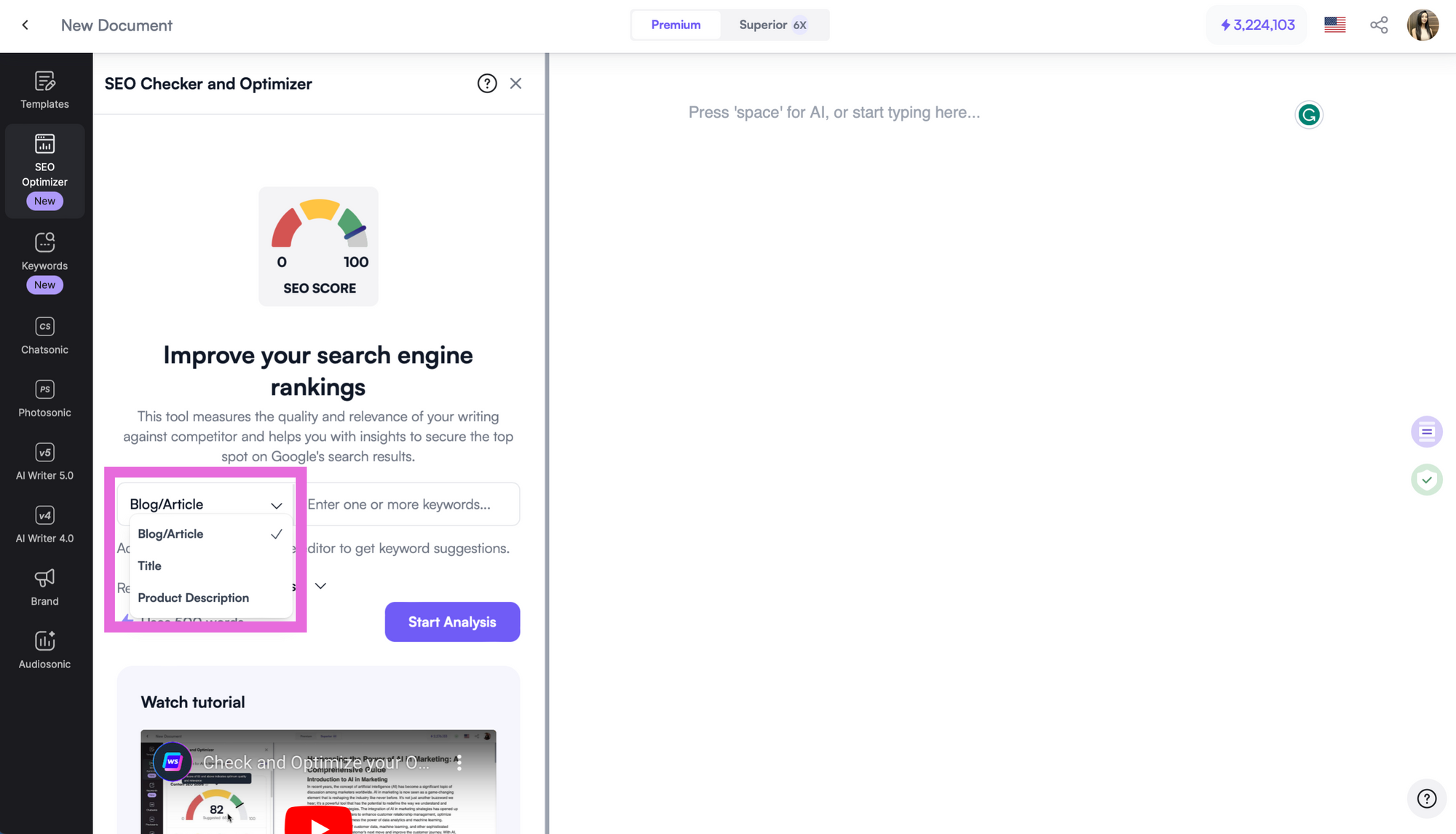Ewritesonic SEO Checker and Optimizer features - SEO Checker and Optimizer
