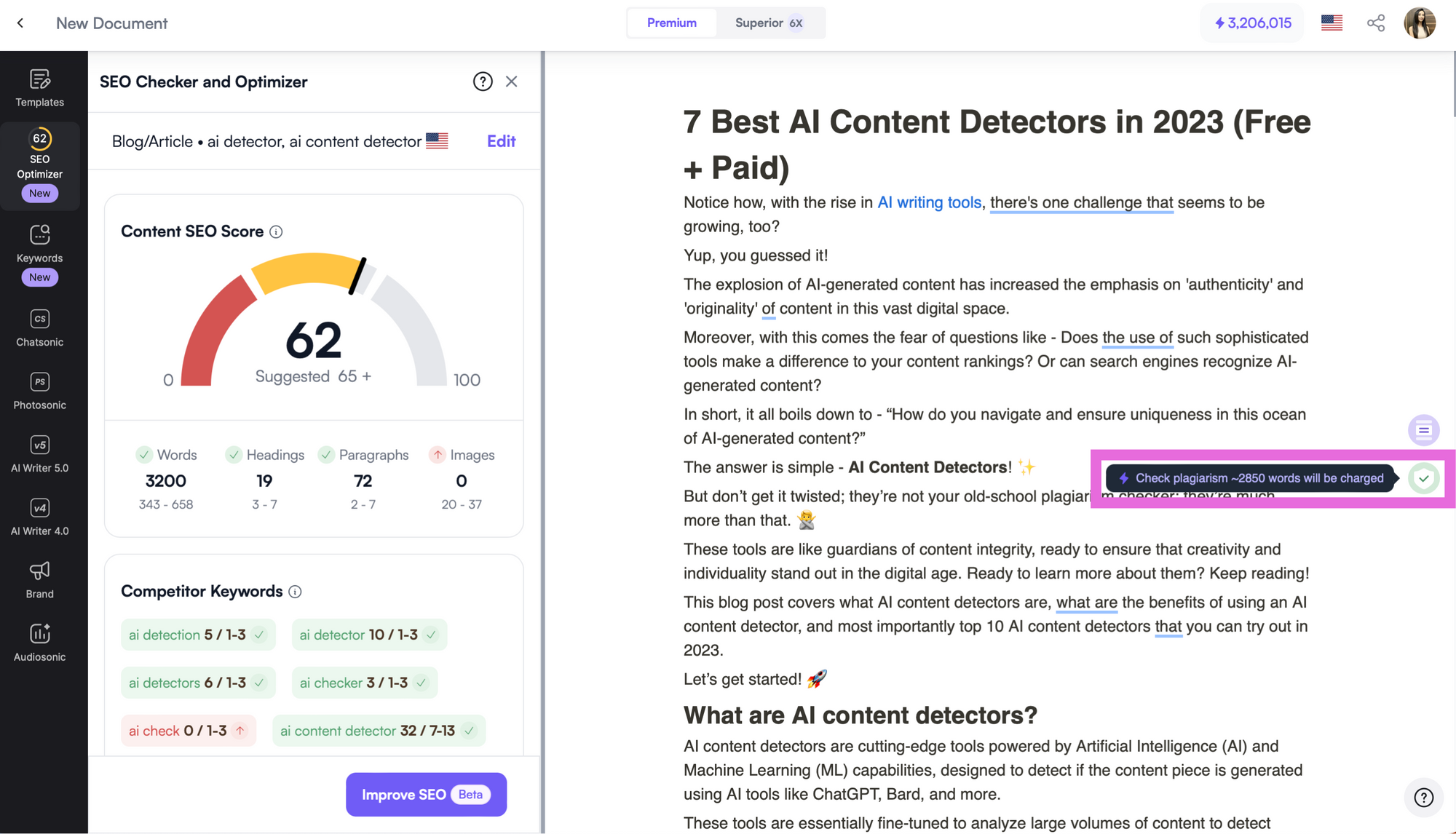 Ewritesonic SEO Checker and Optimizer features - SEO Checker and Optimizer