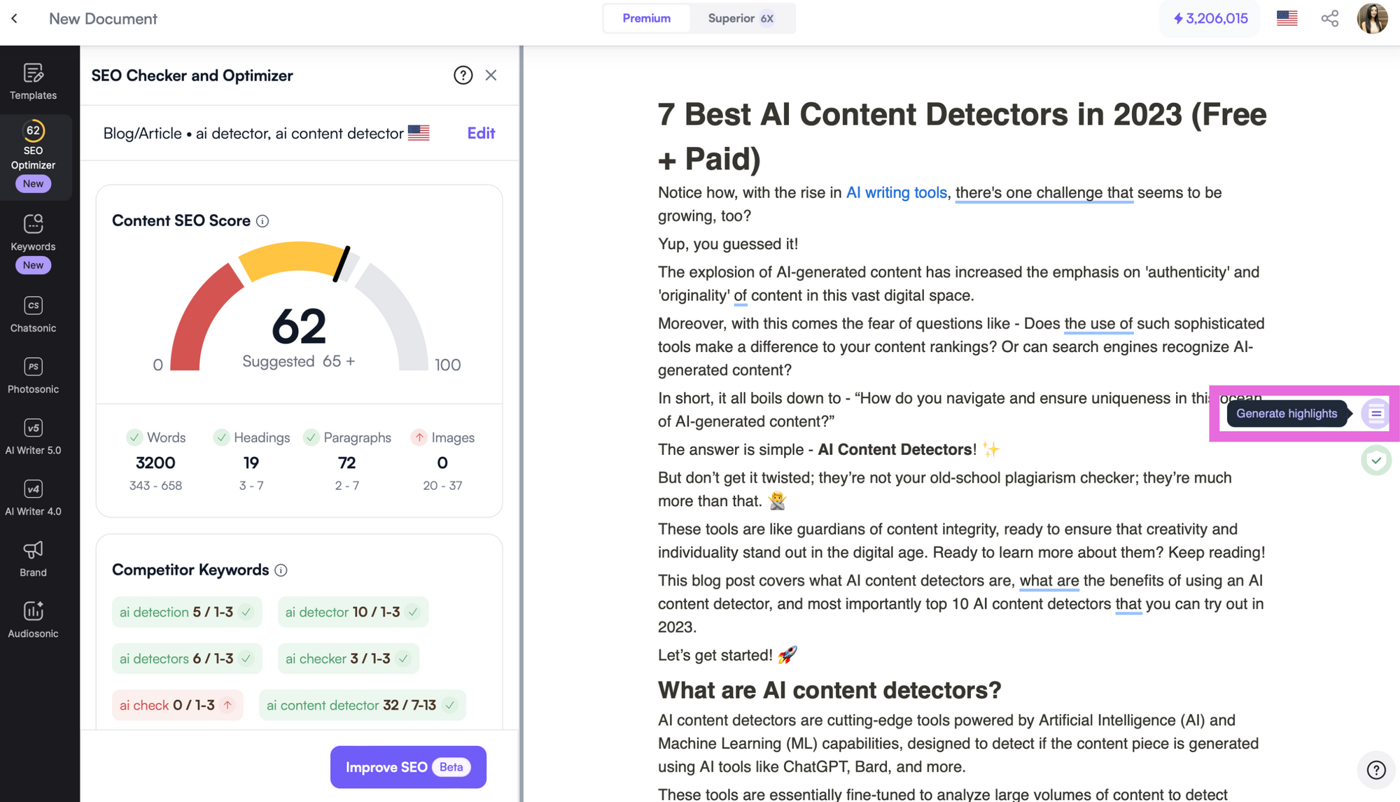 Ewritesonic SEO Checker and Optimizer features - SEO Checker and Optimizer
