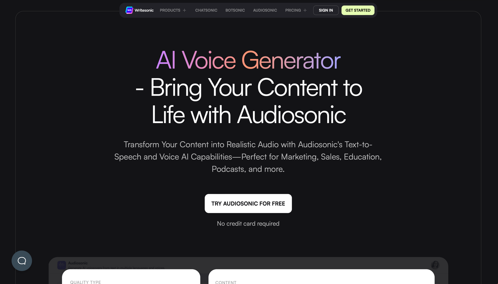 Audiosonic - Free AI voice generator