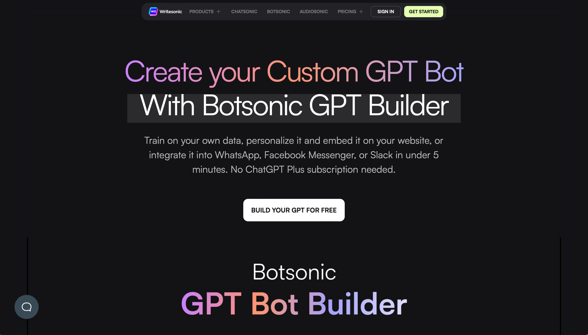 GPT Bot Builder - Best free AI chatbot for building your own chatbot