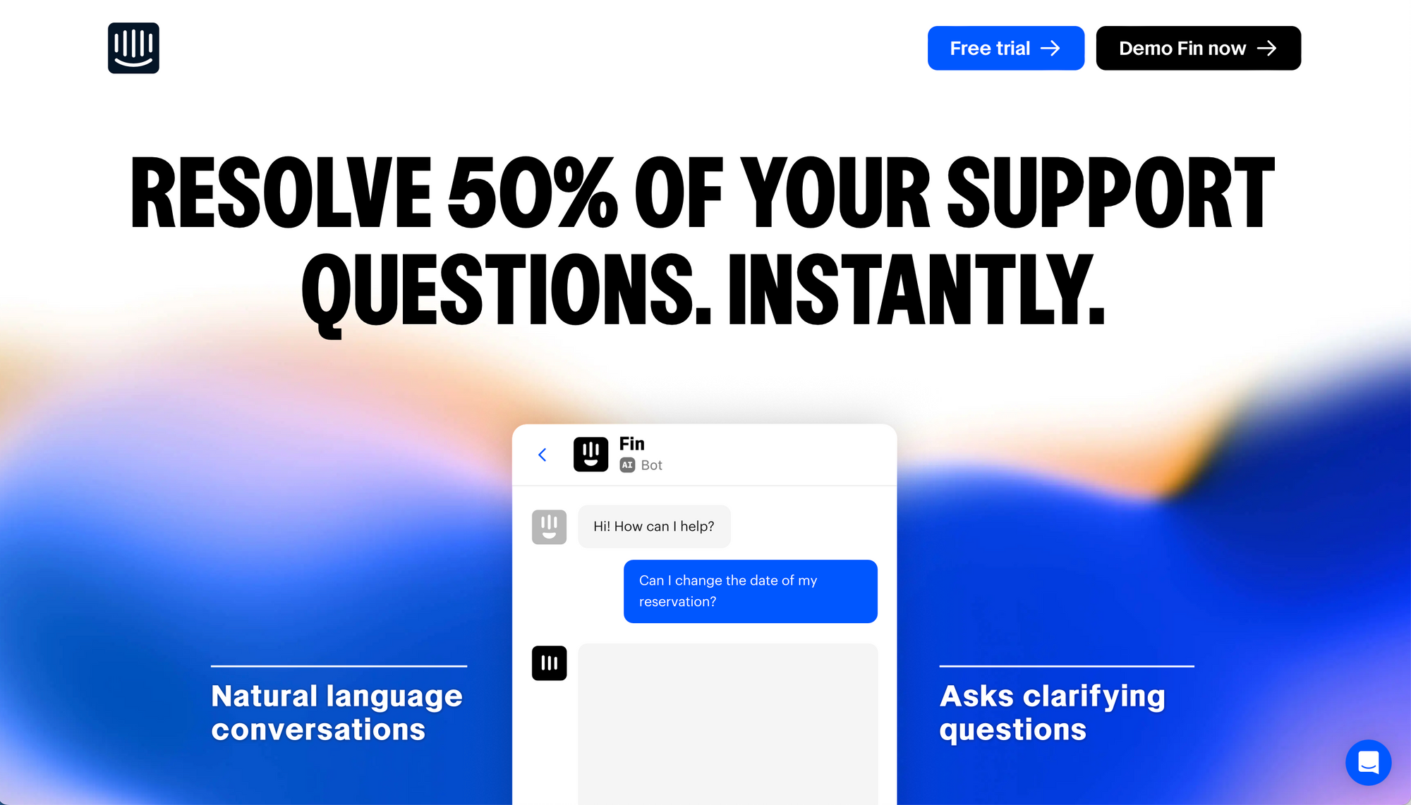 Intercom Fin - Best free AI chatbot for building your own chatbot