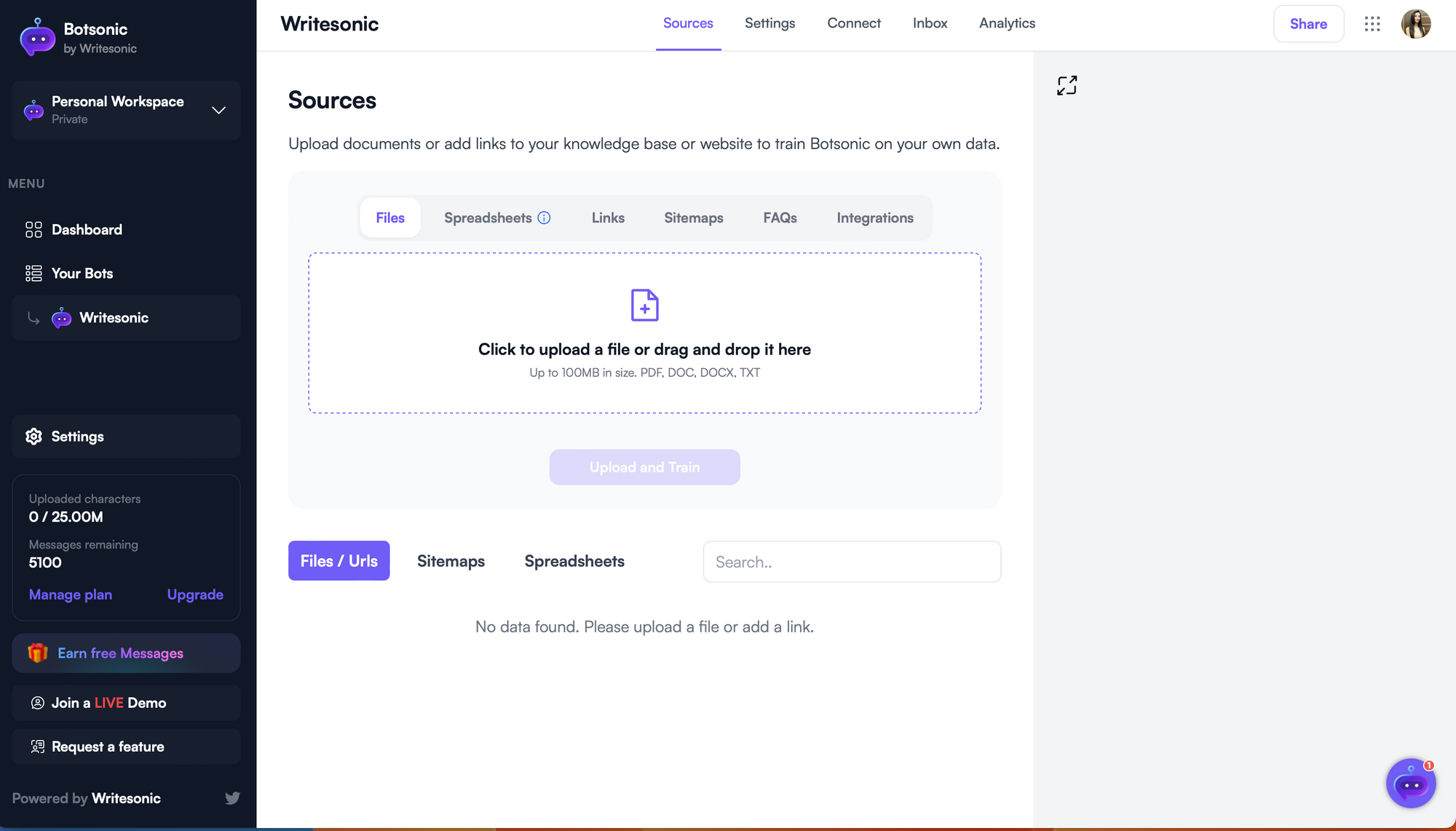 Add data sources - Train ChatGPT on your own data