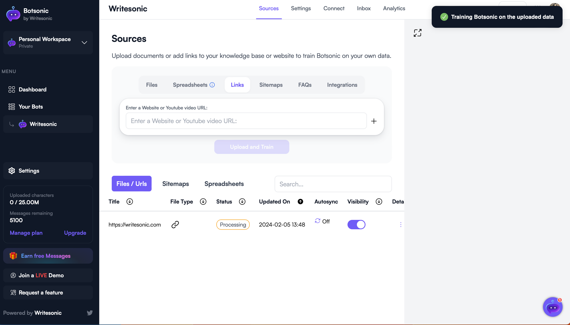 Train your bot on data - Train ChatGPT on your own data