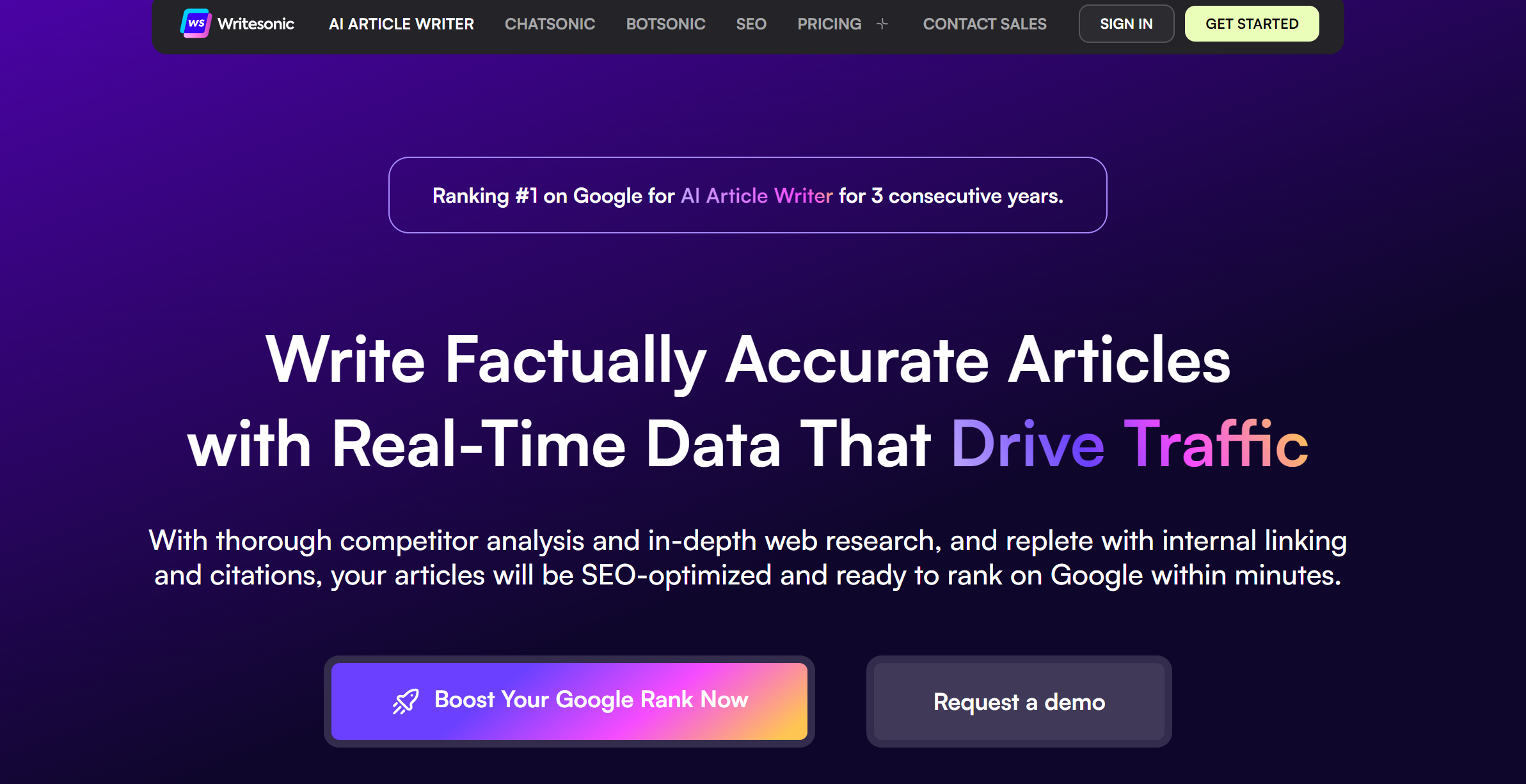 Website content example from Writesonic