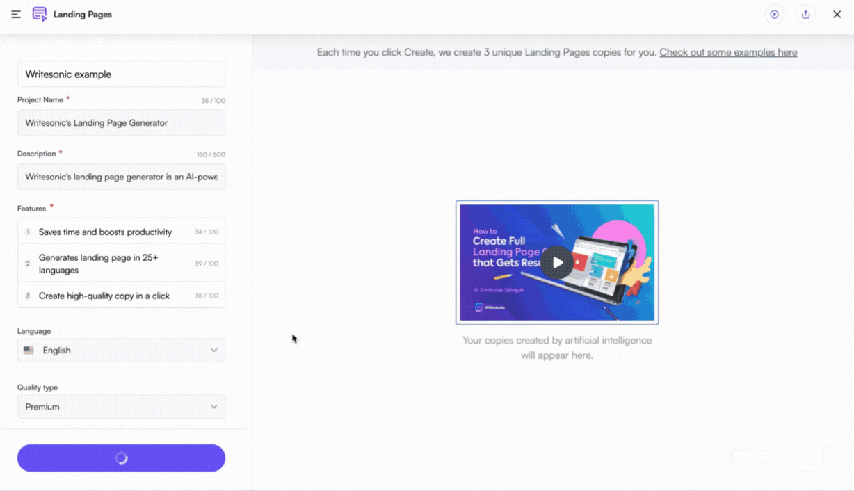 Generate a ready-to-use, professional-looking landing page with code