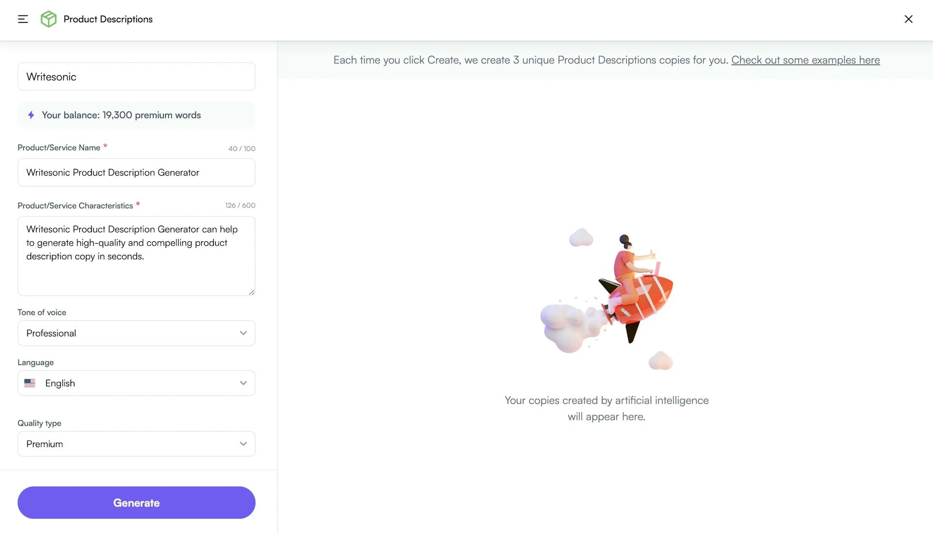 How to use Ewritesonic’s Product Description Generator? - Step 2