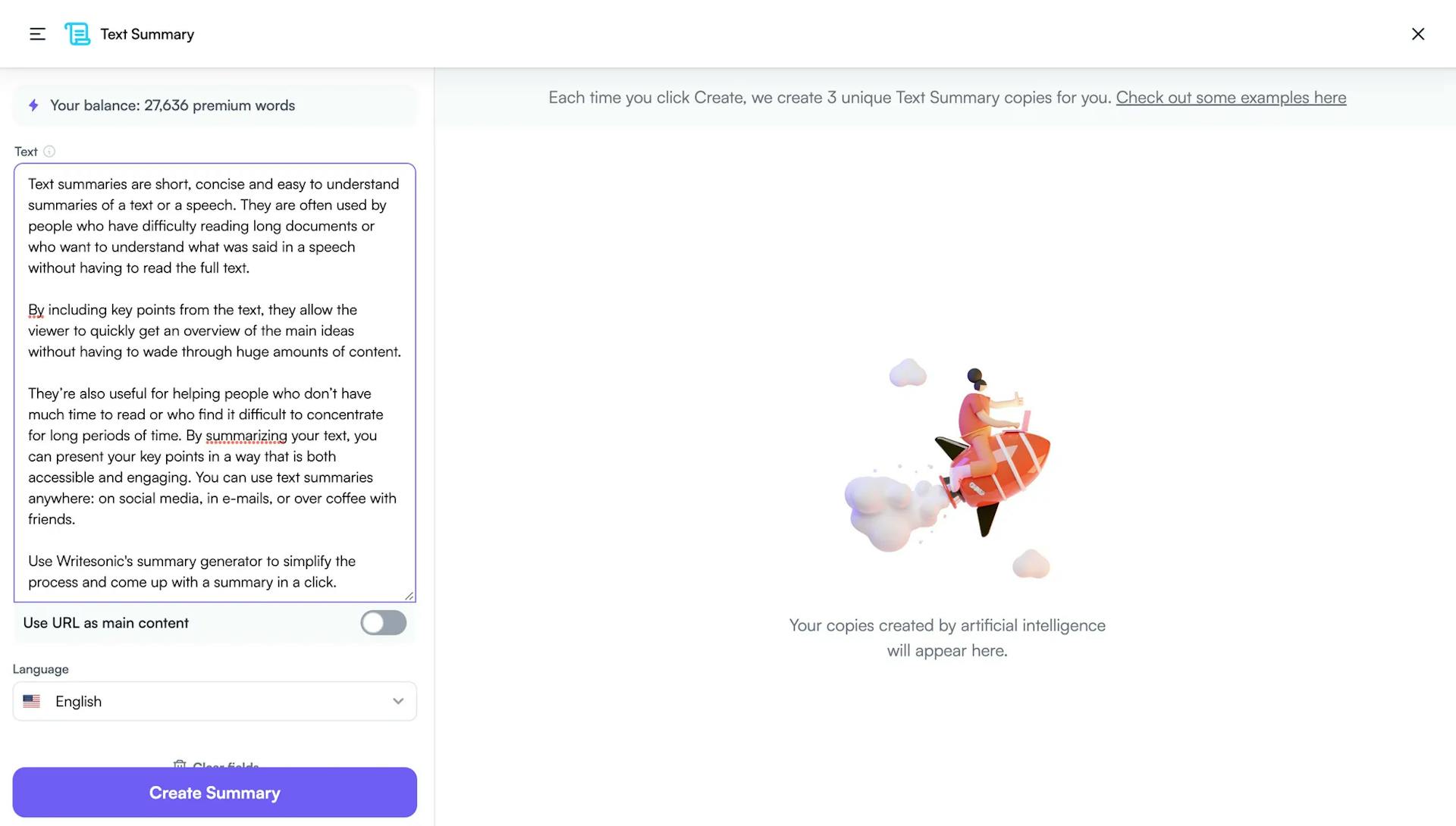 How to use Ewritesonic’s Text Summarizer - Step-2